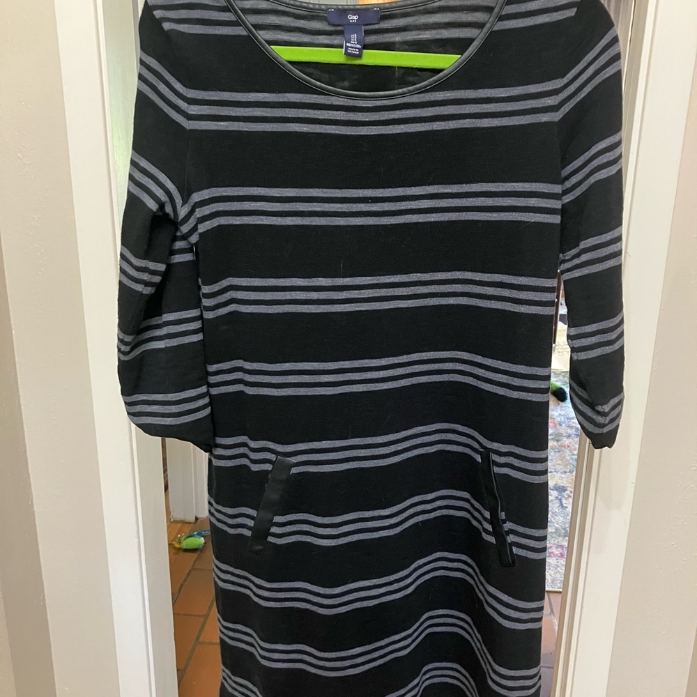 Black and gray striped Gap dress